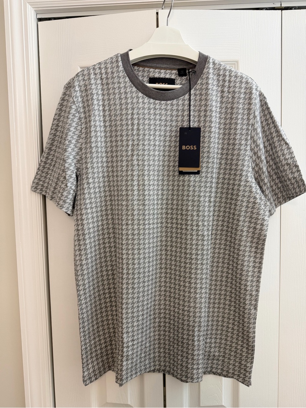 Hugo Boss Grey Houndstooth Crew Neck Tee